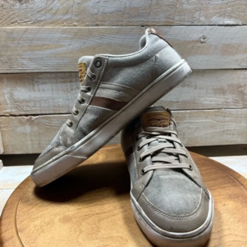 Levi's Sneakers Mens 8.5 M Beige Textile‎ Low Top Lace Up Casual Classic EUR 42
